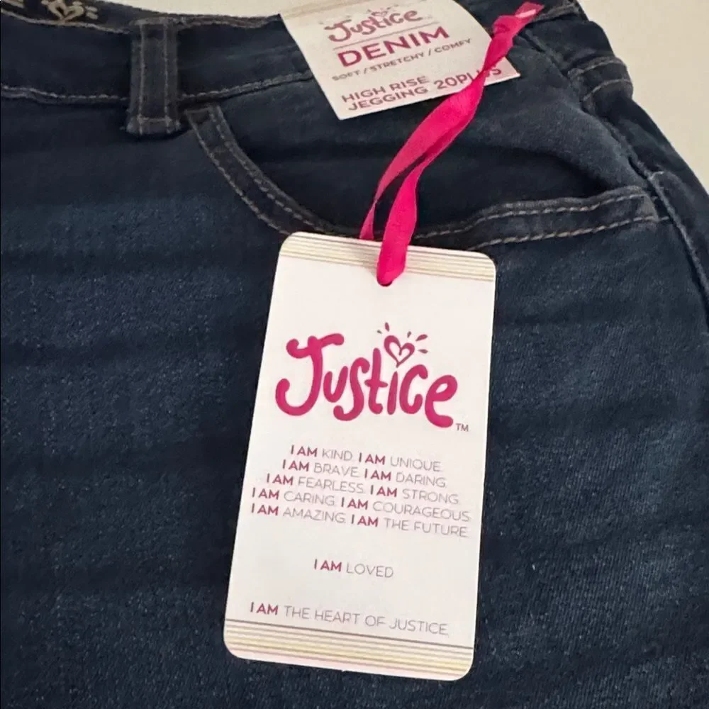 Justice Dark and Light Blue Denim Leggings NWT